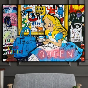 Princess,Queen,100% Hand Painted, Original Painting, Graffiti Art, Pop Art Painting, Wall Decor Living Room, Office Wall Art