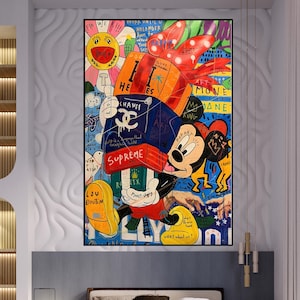 Mickey Mouse,100% Hand Painted, Graffiti Art, Pop Art Painting, Wall Decor Living Room, Office Wall Art, Original Painting