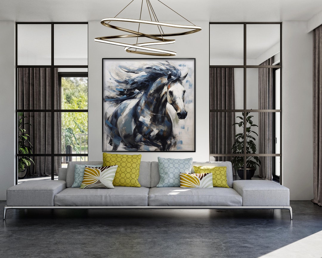 Abstract Black Horse Oil Painting: Textured Wall Art - Etsy