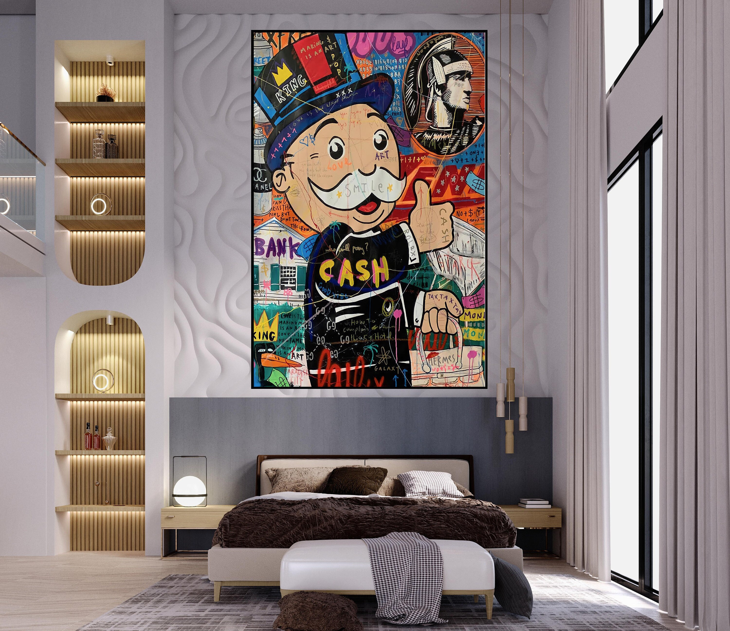 Hand Painted Monopoly Man Graffiti Art: Pop Art Oil Painting - Etsy