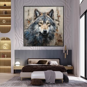Wolf,Animal Portrait,100% Hand Painted, Textured Painting, Abstract Oil Painting, Acrylic Painting, Wall Decor Living Room, Office Wall Art