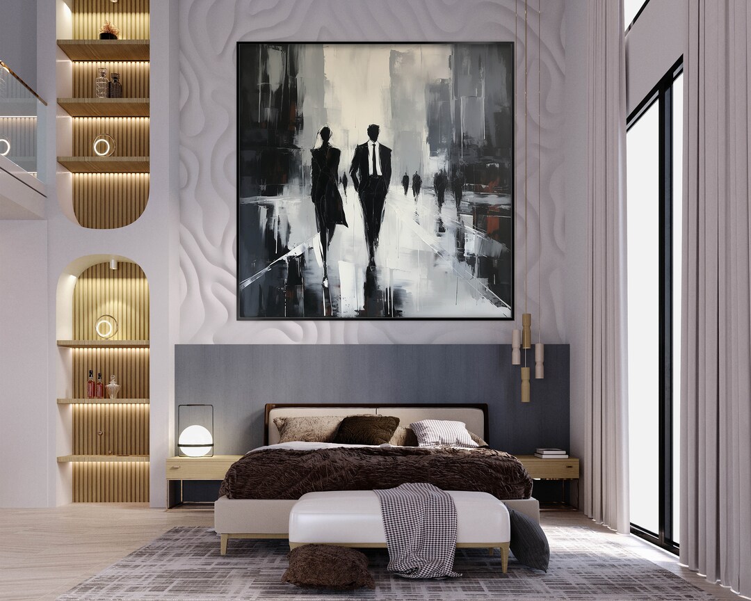 Black and White Abstract Oil Painting: Textured Hand-painted Canvas - Etsy