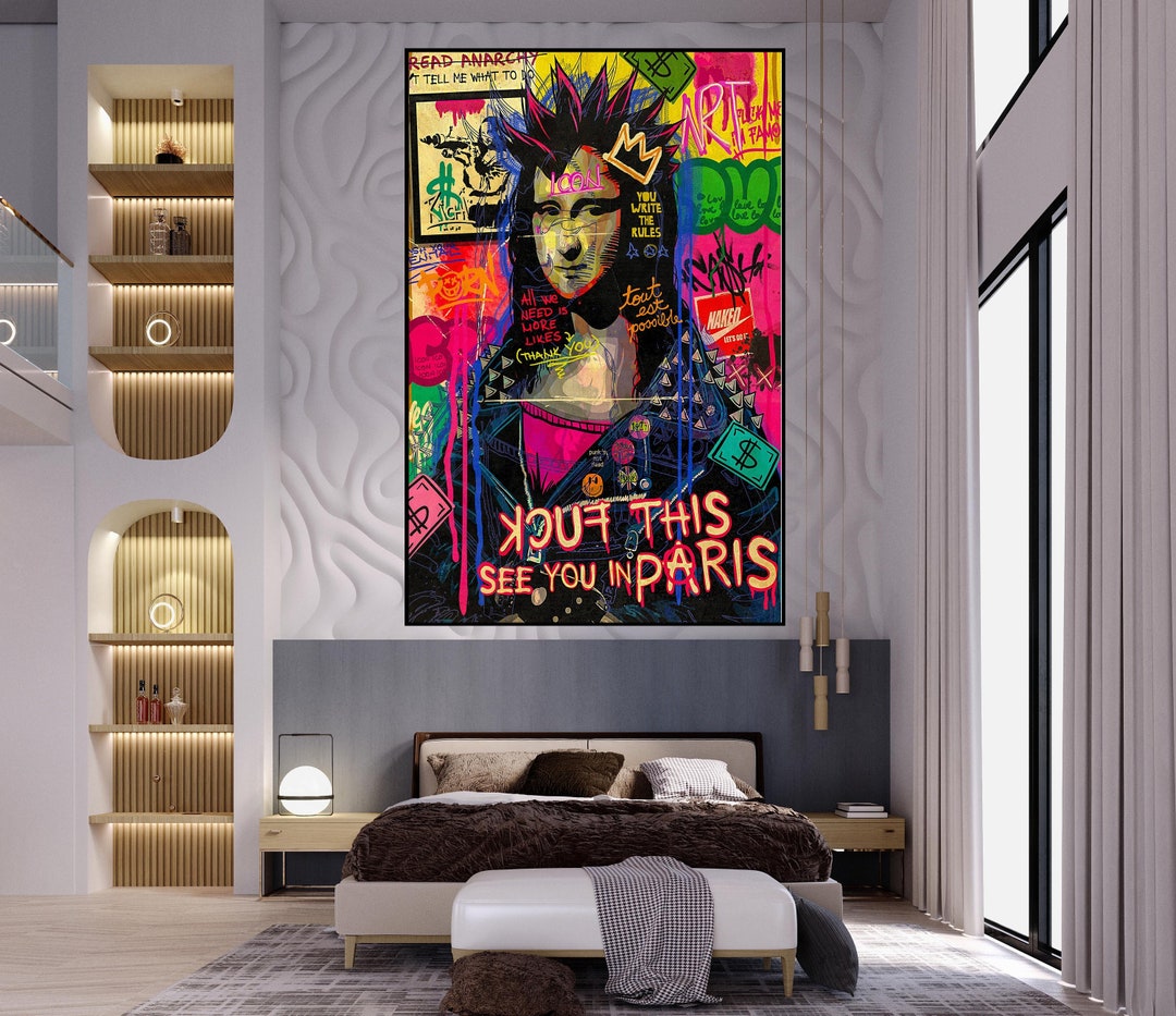 Mona Lisa, 100 Hand Painted, Graffiti Art, Pop Art Painting, Wall