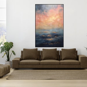 Ocean, Gold Waves, Sunset 100% Hand Painted, Textured Painting, Abstract Oil Painting, Acrylic Painting, Wall Decor Living Room, Office Wall