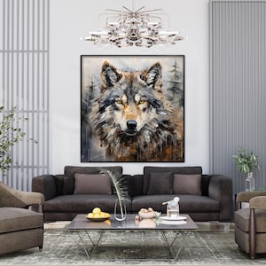 Wolf,100% Hand Painted, Textured Painting, Abstract Oil Painting, Acrylic Painting, Wall Decor Living Room, Office Wall Art