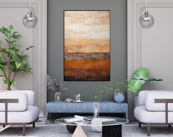 Textured Earth Tones Abstract Oil Painting: Hand Painted Wall Art