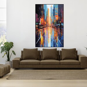 City View,100% Hand Painted, Textured Painting, Abstract Oil Painting, Acrylic Painting, Wall Decor Living Room, Office Wall Art