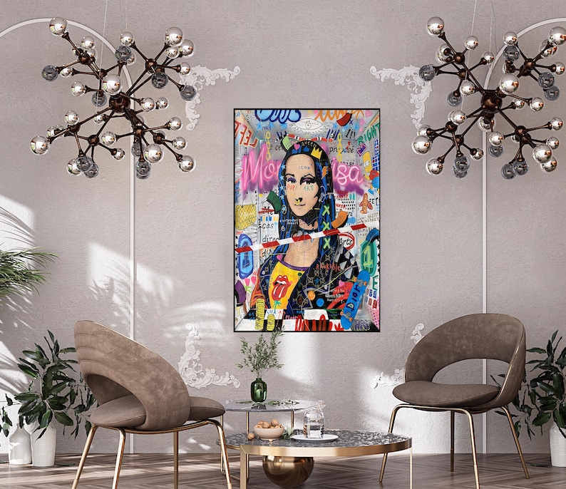 Mona Lisa, 100 Hand Painted, Graffiti Art, Pop Art Painting, Wall