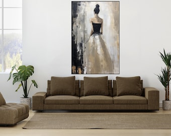 Hand Painted Woman Oil Painting: Textured Abstract Wall Art