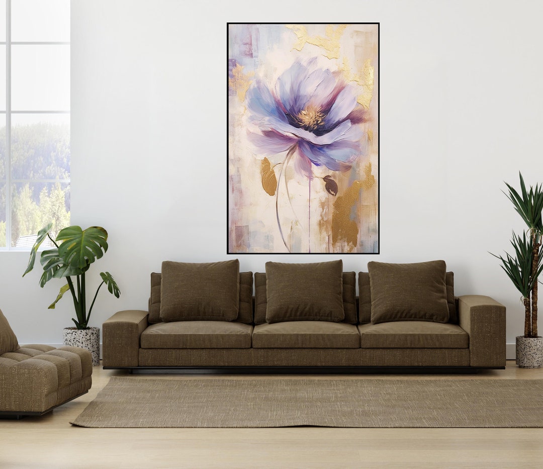Textured Purple Flower Oil Painting: Abstract Floral Wall Art - Etsy