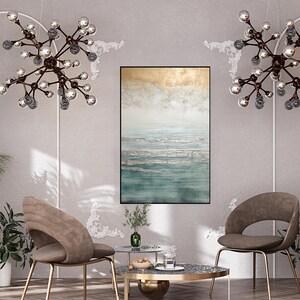 Ocean, Silver Waves, Gold Sky 100% Hand Painted, Textured Painting, Abstract Oil Painting, Acrylic Painting, Wall Decor Living Room, Office