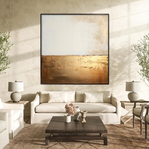 Gold Leaf, Gold, White 100% Hand Painted, Textured Painting, Abstract Oil Painting, Acrylic Painting, Wall Decor Living Room, Office Wall