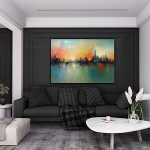 City Landscape,100% Hand Painted, Textured Painting, Abstract Oil Painting, Acrylic Painting, Wall Decor Living Room, Office Wall Art
