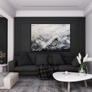 Snowy Mountains 100% Hand Painted, Textured Painting, Abstract Oil Painting, Acrylic Painting, Wall Decor Living Room, Office Wall Art