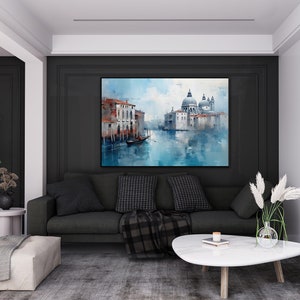 Dipinto sul Canal Grande di Venezia: olio su tela astratto dipinto a mano