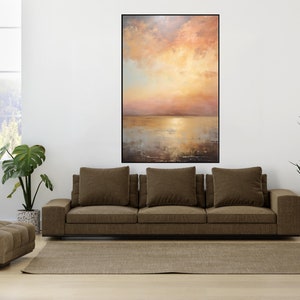 Sunset, Pink Sky, Ocean 100% Hand Painted, Textured Painting, Abstract Oil Painting, Acrylic Painting, Wall Decor Living Room, Office Wall