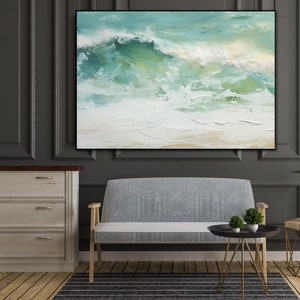 Ocean Landscape, Seascape, Waves 100% Hand Painted, Textured Painting, Abstract Oil Painting, Acrylic Painting, Wall Decor Living Room