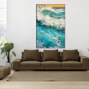 Ocean Landscape 100% Hand Painted, Textured Painting, Abstract Oil Painting, Acrylic Painting, Wall Decor Living Room, Office Wall Art