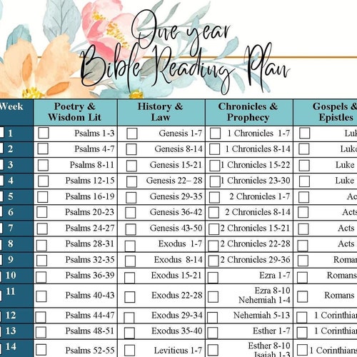 Printable Bible Reading Plan Etsy