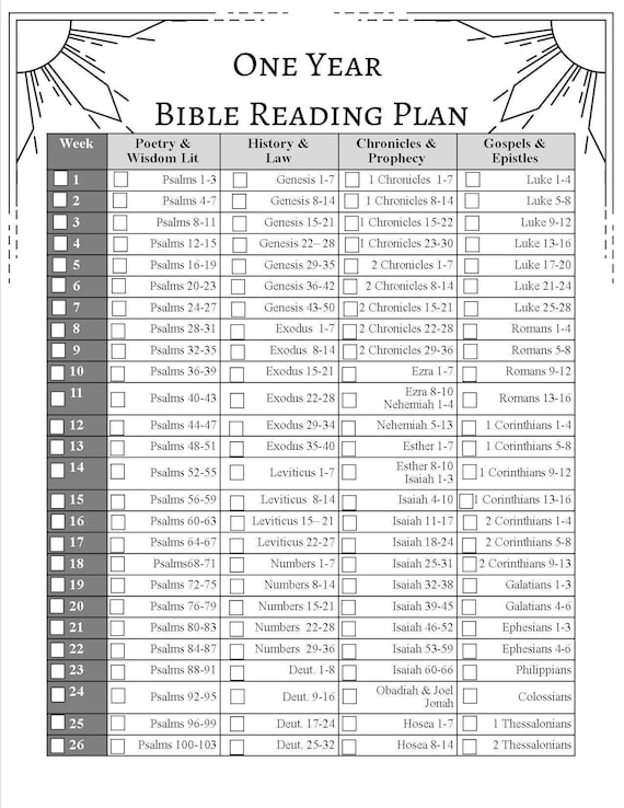 Printable Bible Reading Plan Minimalist Style Etsy UK