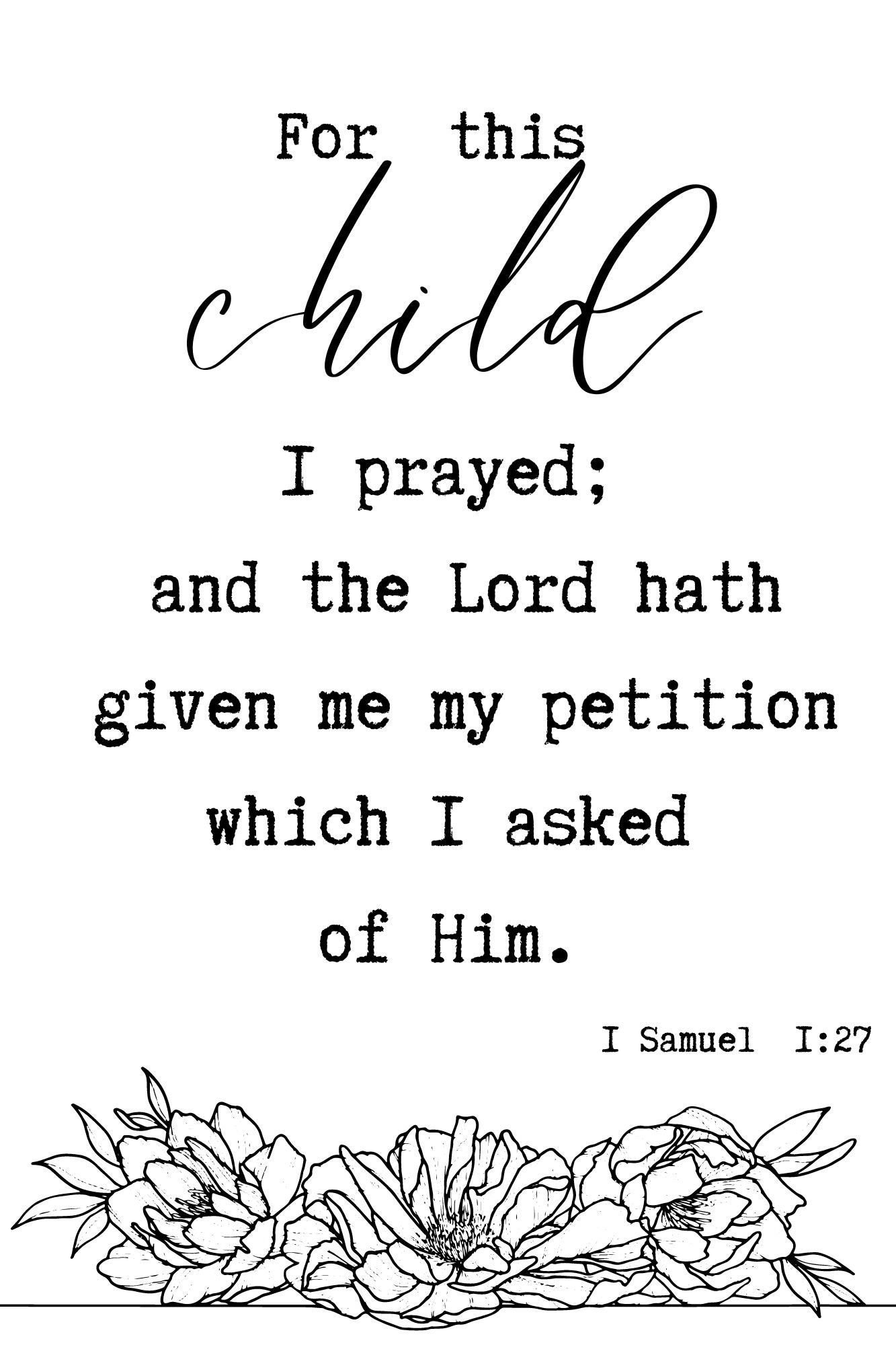 Nursery Scripture Wall Art Printable Minimal Flower Style - Etsy
