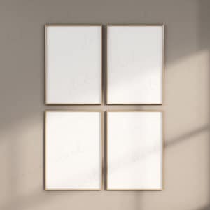 4 Frames Print Mockup, Modern Art Minimalist Boho Mock Up, Simple Print Frame, Natural Light Terracota Neutral Tones, Vertical Art Mockups