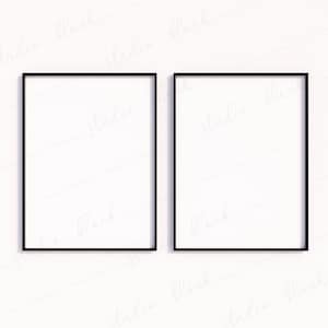 Black Frames Mockup, Two Black Frame Minimal Simple Mock Up, Art Print mockup, Modern Minimalistic Frame, White Interior, Vertical Frame PSD