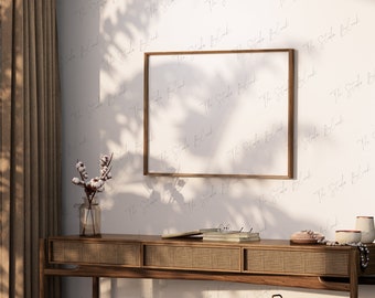 Landscape Frame Mockup, Horizontal Modern Art print mockup, Interior Frame Mock Up, Natural Soft Shadow Minimal mockup, Wall Poster Mock-up