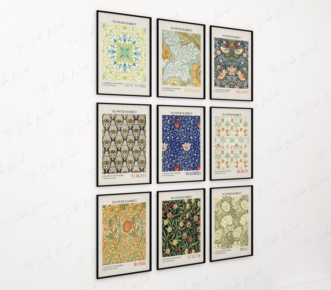 9 Black Frames Mockup, Simple 9 Frames Mock Up, 3:4 Art Print Mockup ...