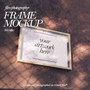 Horizontal Frame Mockup Soft Light Shadow Mockup Art Print Display Retro Printable Art Mockup Artwork Poster Art Wood Frame Styled Mockup