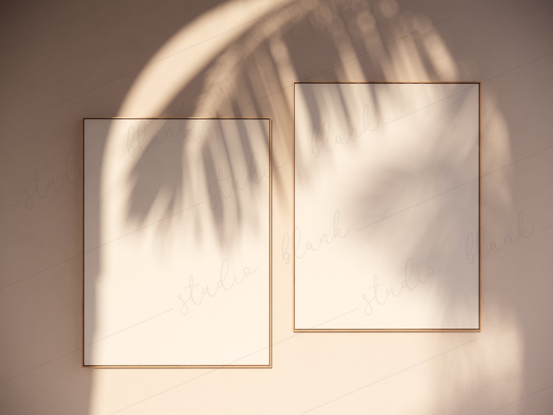 2 Frames Gallery Wall Mockup, Rustic interior mockup, Minimal Print Wall Mock Up, Art Print Gallery Set mockup, Boho art display, PSD JPG