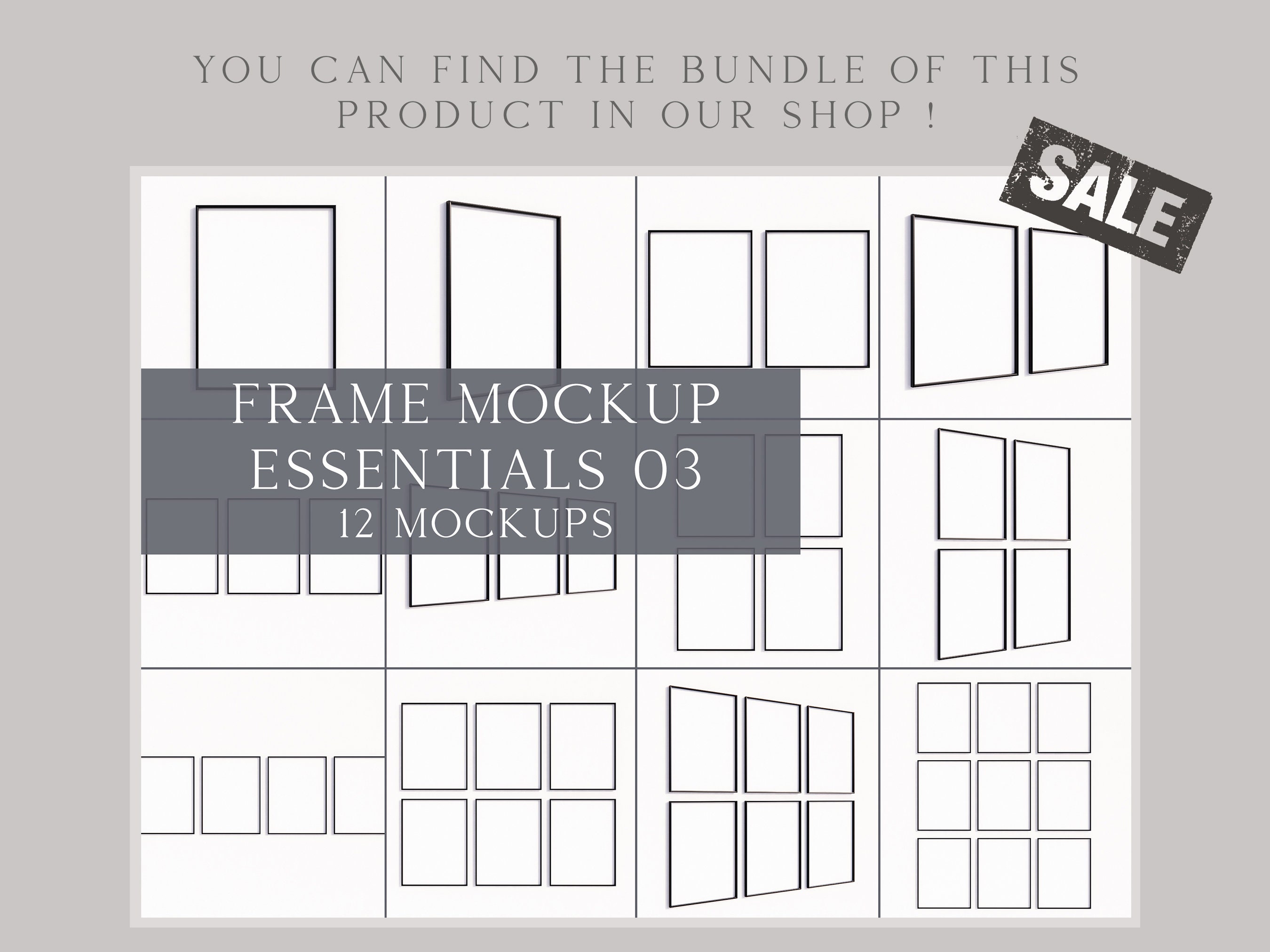 9 Black Frames Mockup, Simple 9 Frames Mock Up, 3:4 Art Print Mockup ...