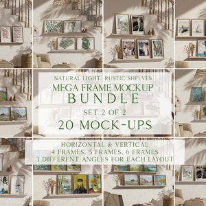 Mega Frame Mockup Bundle 2, Art Print Mockup Set, Gallery Wall Mockup, Wall Art Mockup, Canvas Mockup, Interior Mockup, Poster Styled Mockup