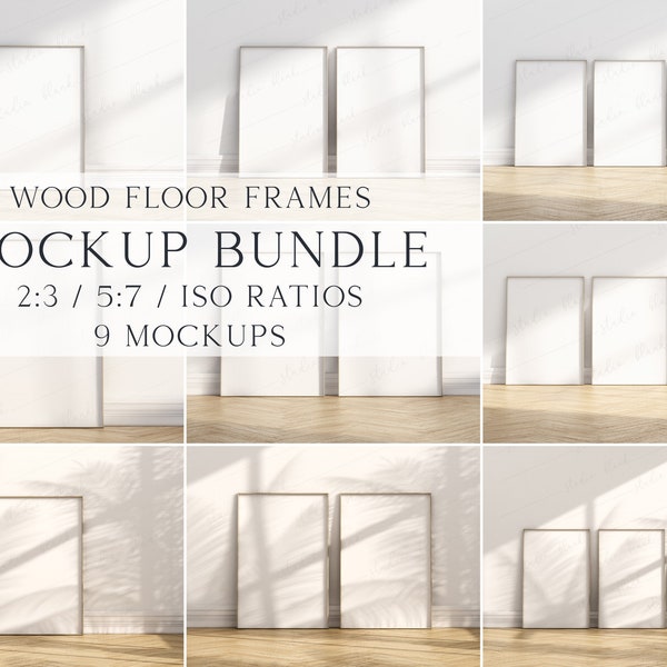 Frame Mockup Bundle, Art Print Mockups, Wood Floor Frames, Simple Modern mockups, Minimal Poster Mockups, Photo Display 2x3 / 5x7 ISO Ratio