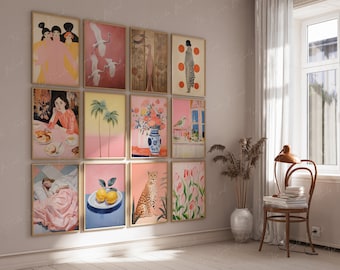 Conjunto de 12 maquetas de pared de galería, maqueta de conjunto de galería ecléctica, maqueta de marco de pared de póster, sombra de luz solar suave natural, maqueta de arte digital