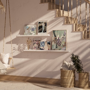 Gallery Wall Mockup, 5 Frames Interior Mock-up, Rustic Gallery Wall Mockup, Boho Art Print Set Mockup, Wood White Black Colors Frame Mockups