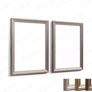 2 Frames Vintage Mockup, Vintage interior Mock Up, Old Wood Print Frame, Vintage Gold Frame Mocuk up, Vertical Portrait Poster Mockups, PSD