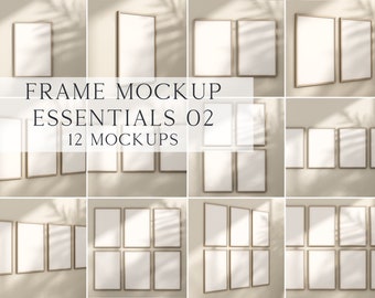 Pacchetto Frame Mockup, Rapporto 2x3, Mockup di stampa artistica in formato 2:3, Mockup di pareti della Galleria, Mockup moderni semplici, Mockup minimi, Luce naturale