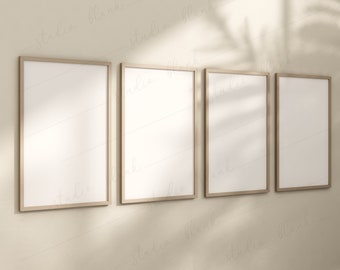 4 Frames Print Mockup, Printable art mockup, Modern Minimalist Boho frame, Poster Mock Up, Simple Print Frame, Natural Light Neutral Tones