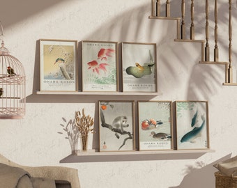6 Frames Gallery Wall Mockup, Set of 6 Mock-up, Wood Frames Wall Mockup, Boho Art Print Set Mockup, Wood Frames Mockup, Soft Beige Colors