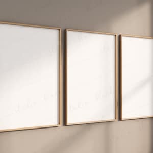 3 Frames Interior Mockup, Minimalist Mock Up, Simple Print Frame, Natural Light Terracota Neutral Tones, Vertical Pic Frame, PSD