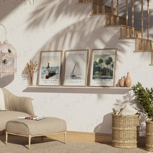 Maqueta de 3 marcos, Maqueta de pared de galería de impresión de arte, Maqueta de pared de póster, Maqueta de conjunto de impresión de arte boho, Maqueta de 3 marcos de madera, Interior de sombra suave
