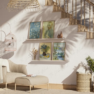 Maqueta de pared de galería de 4 marcos, conjunto de 4 maquetas, maqueta de pared de marcos de madera, maqueta de conjunto de impresión de arte boho, maqueta de marcos de madera, colores beige suaves