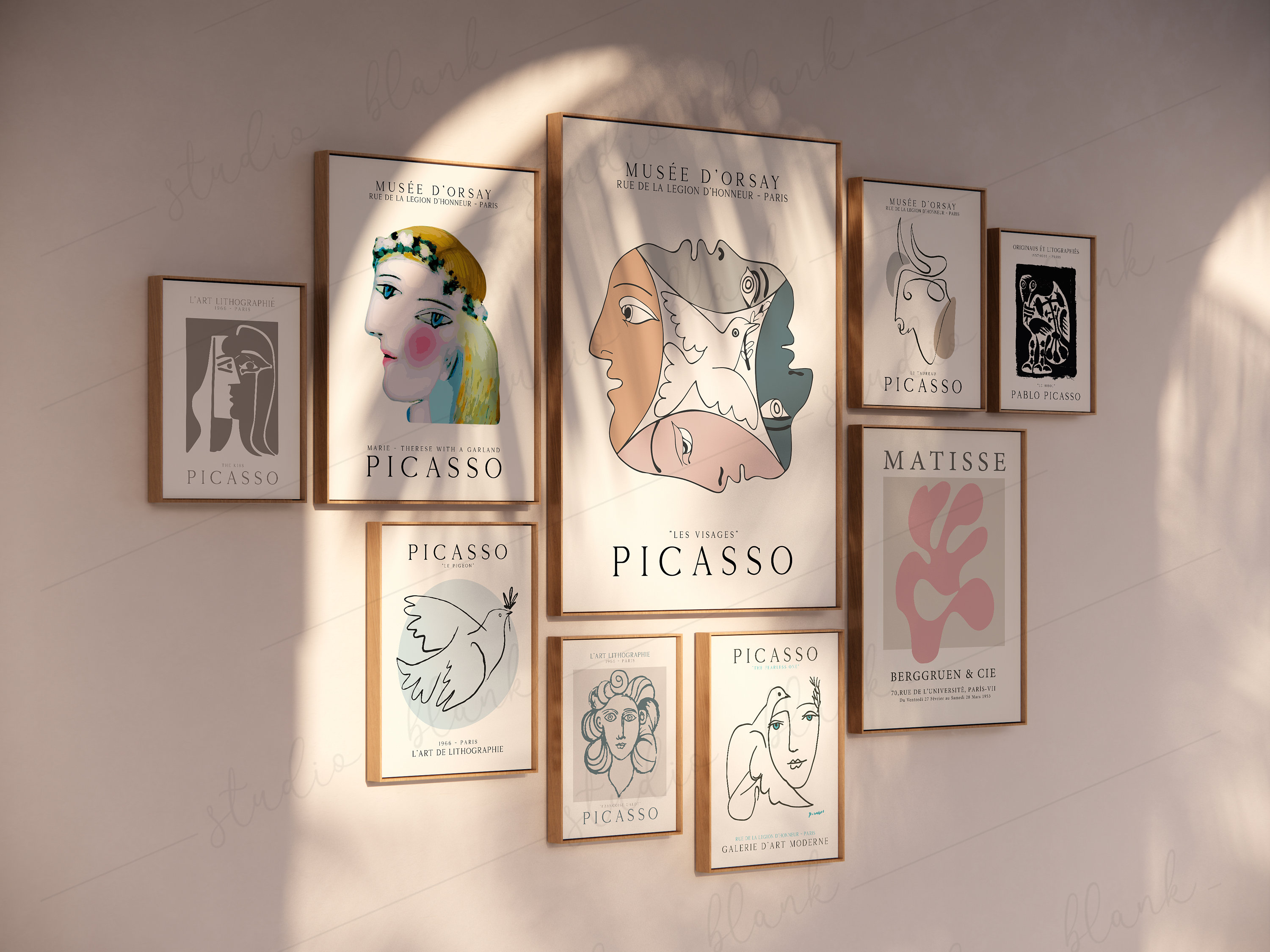 9 Frames Gallery Wall Mockup Rustic Interior Mockup Minimal Etsy