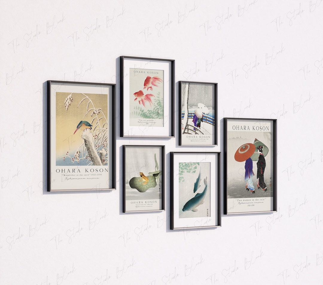 6 Black Frames Gallery Wall Mockup, Set of 6 Interior Mockup, Minimal