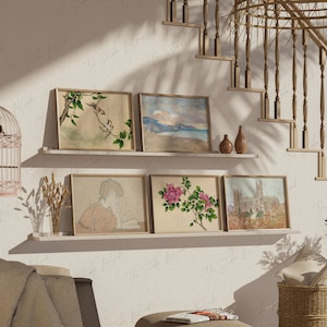 5 Landscape Frames Mockup, Gallery Wall Mock-up, Boho Frame Mockups, Natural Light Shadow Wall Mockup, Art Print Mockup, Vintage Mockup, Psd