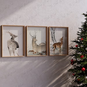 3 Frames Christmas Mockup, Christmas Galley Wall Mockup, Christmas Poster Art Print Mock Up, Christmas Rustic MockUp, Natural Light Shadow