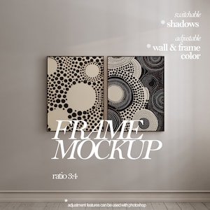 2 Bilderrahmen Mockup, moderner Wandrahmen Mockup, minimalistisches Poster Wand Mockup, Kunstdruck Mockup, Sonne Licht Schatten Mockup, weich stilvoll, Psd