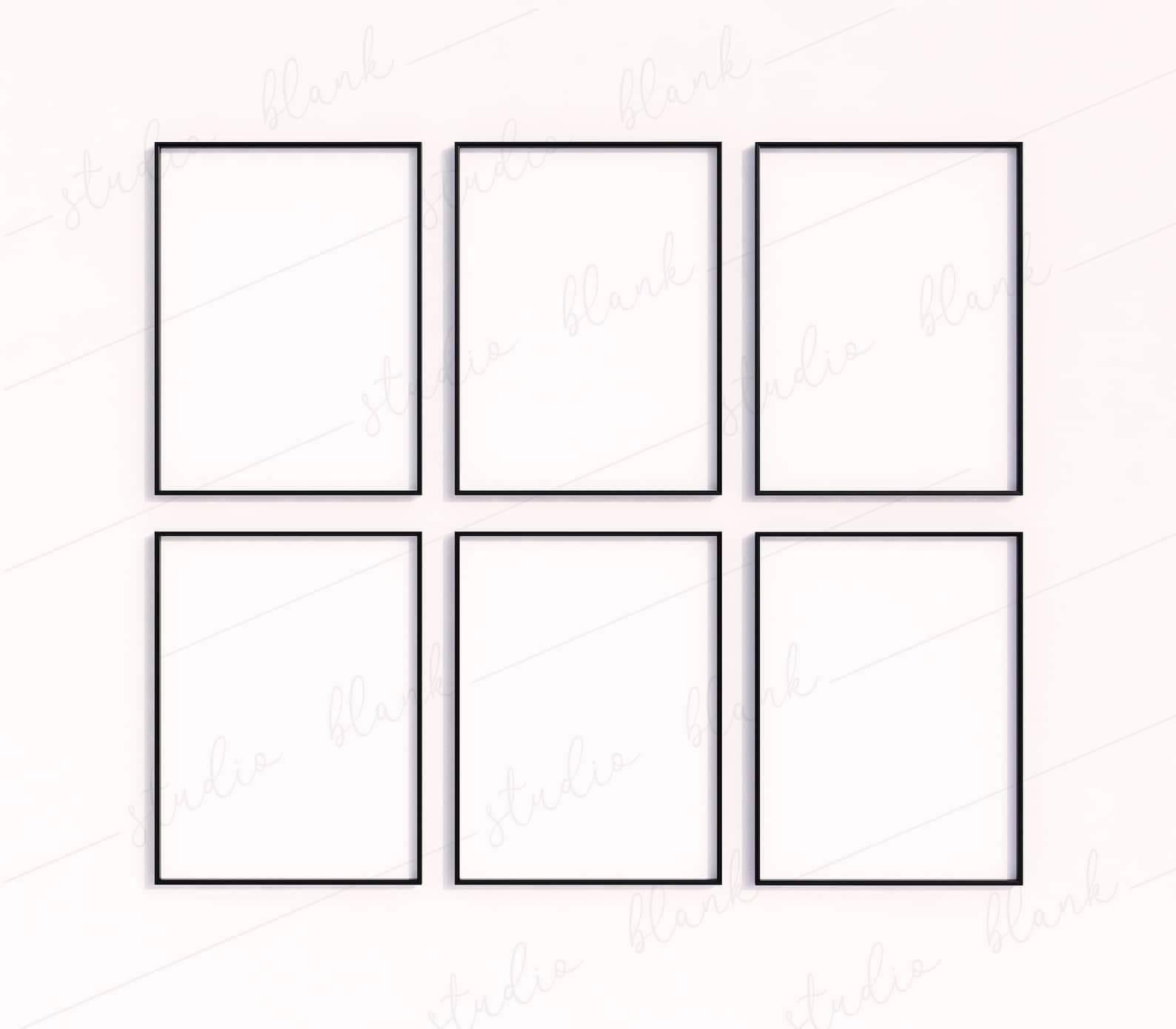 6 Black Frames Mockup Thin Frames Simple Mock Up Art Print Etsy