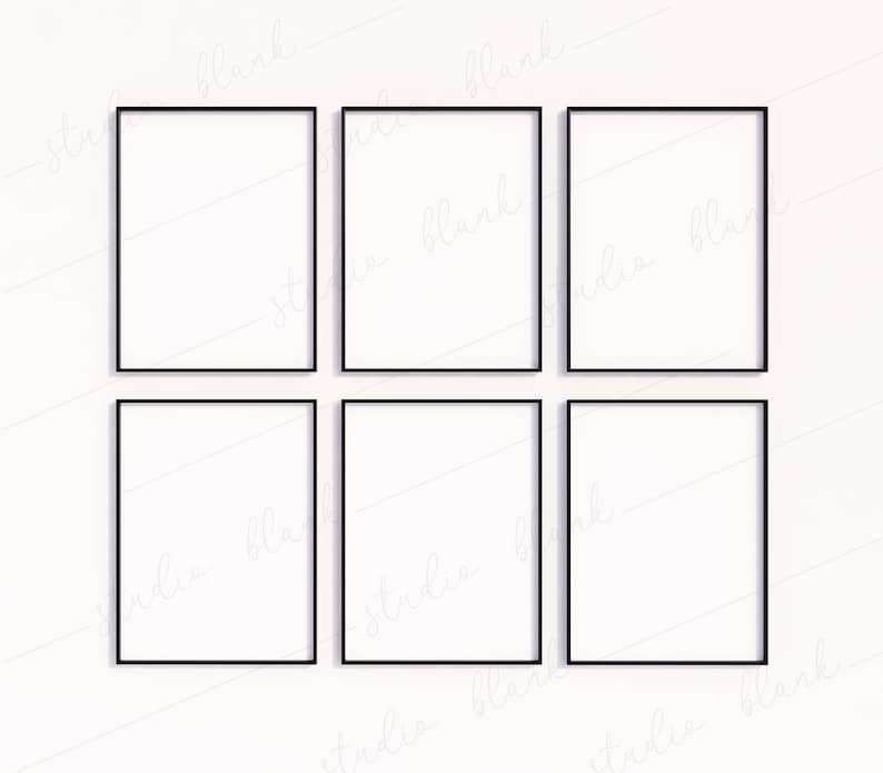 6 Black Frames Mockup Thin Frames Simple Mock Up Art Print Etsy